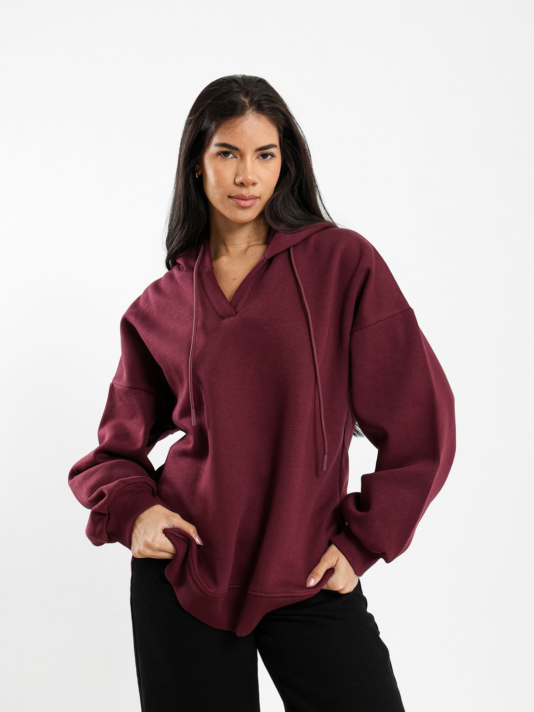 Oversized V Neck Hoodie