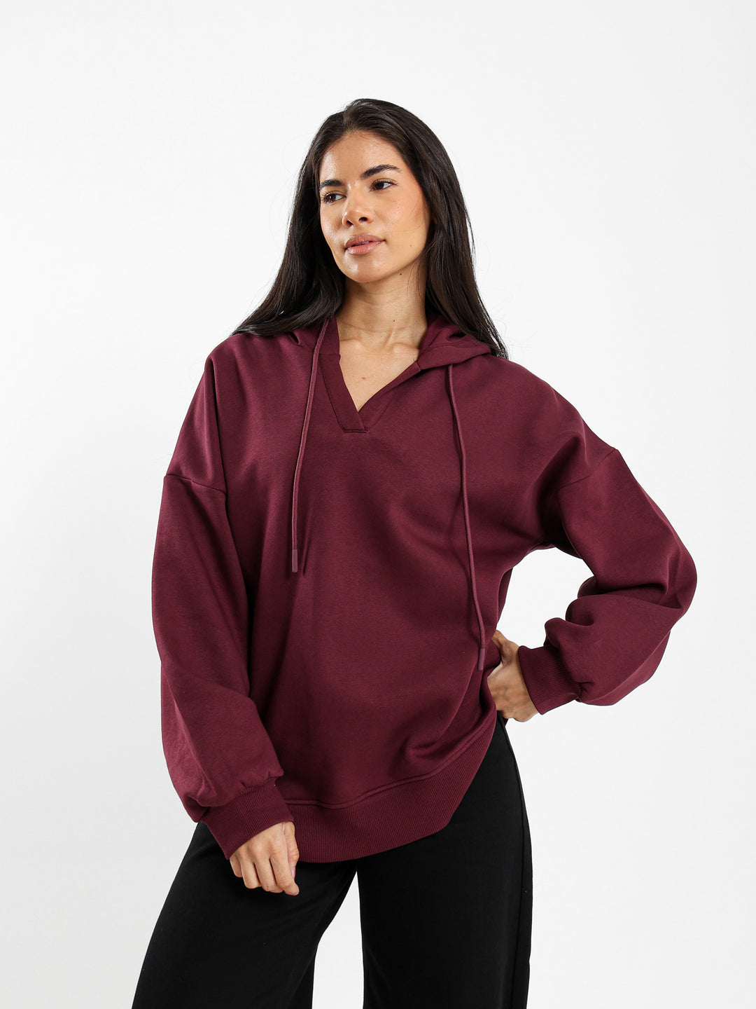 Oversized V Neck Hoodie