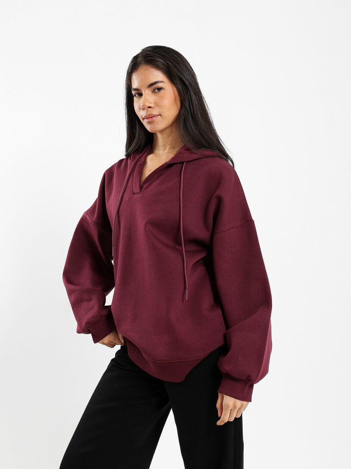 Oversized V Neck Hoodie