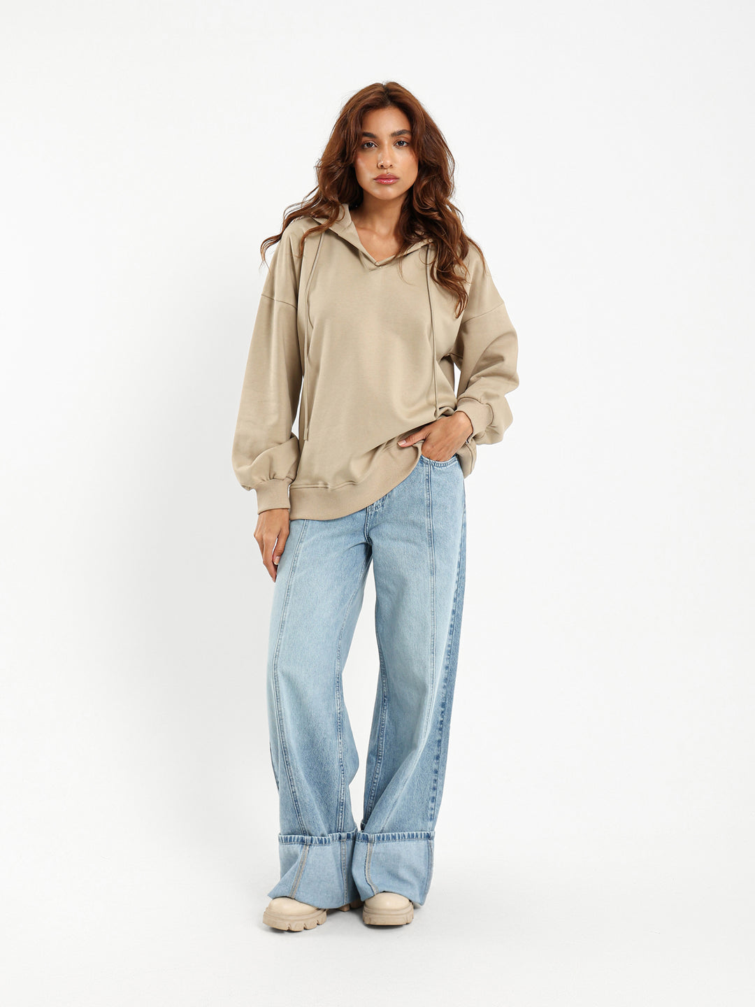 Oversized V Neck Hoodie