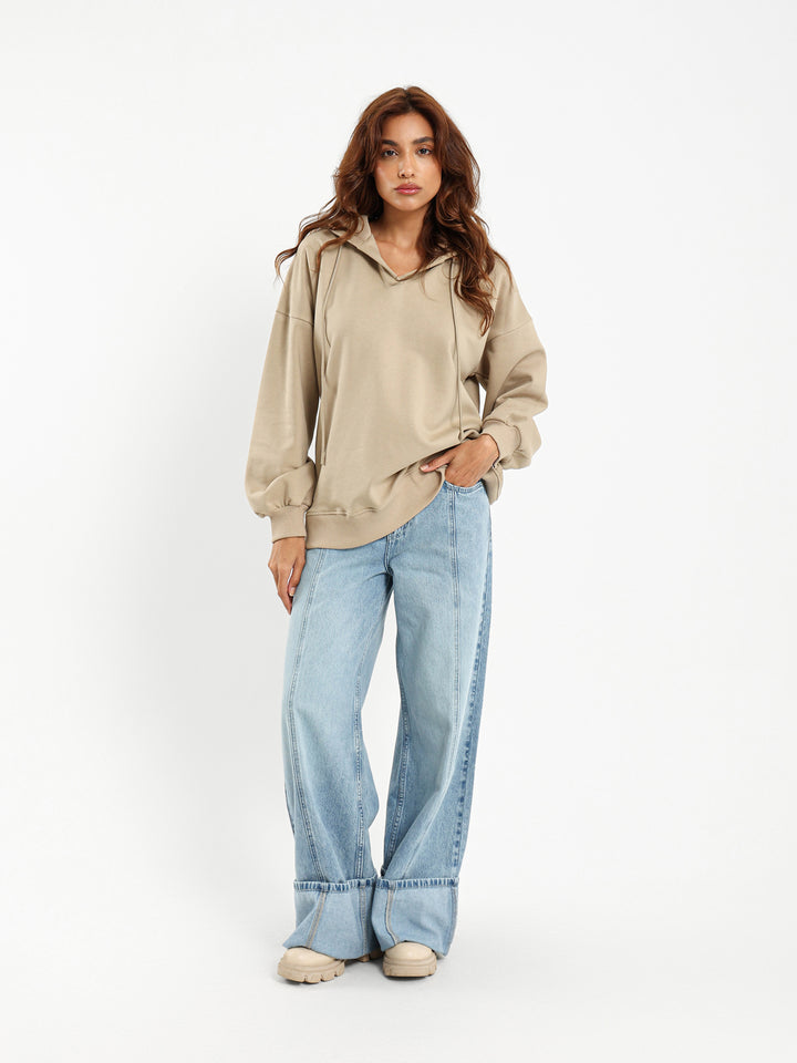 Oversized V Neck Hoodie
