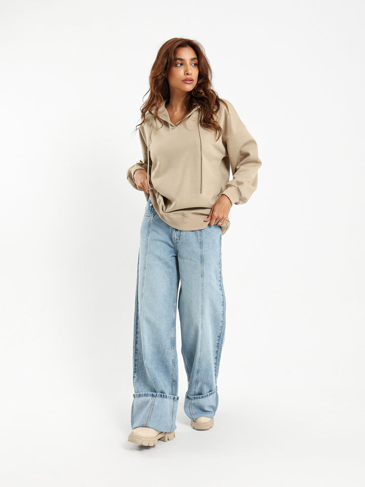 Oversized V Neck Hoodie