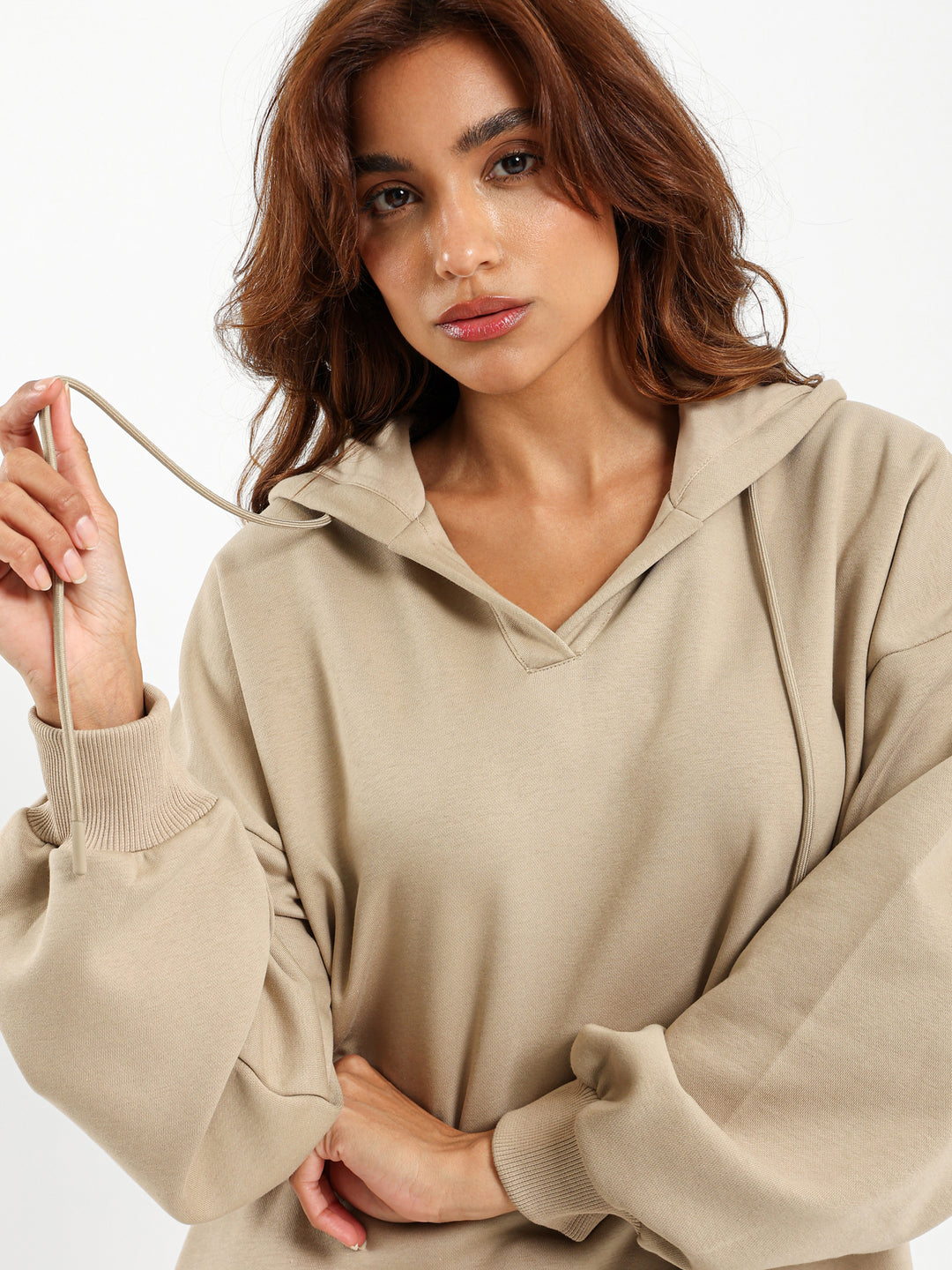 Oversized V Neck Hoodie