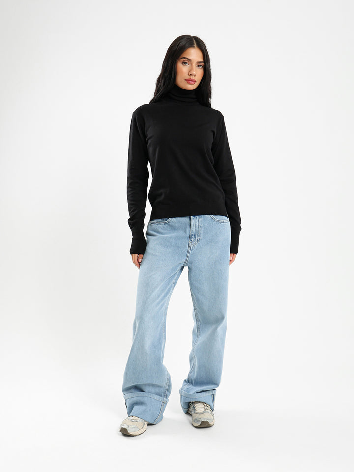 High Neck Pullover With Gold Buttons