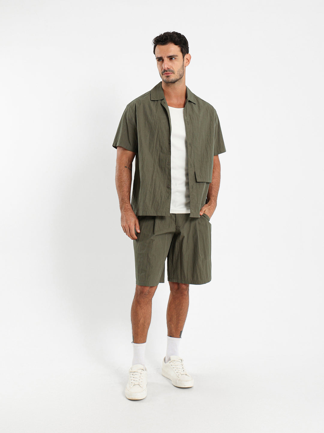 Relaxed Seersucker Nylon Shirt