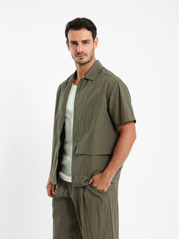 Relaxed Seersucker Nylon Shirt