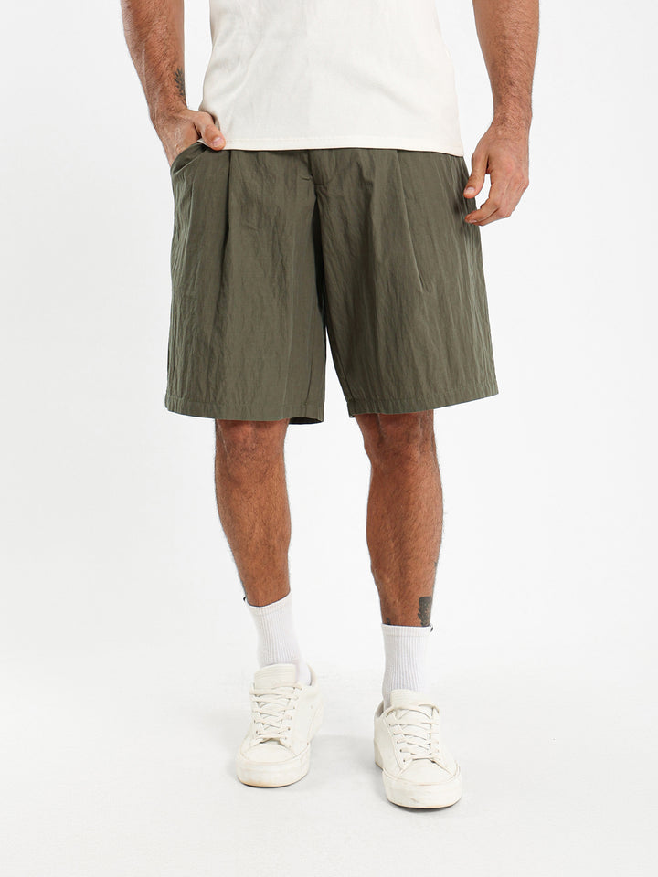 Relaxed Seersucker Nylon Shorts