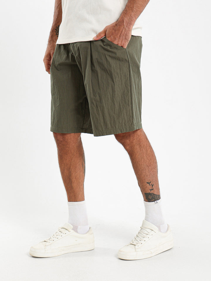 Relaxed Seersucker Nylon Shorts