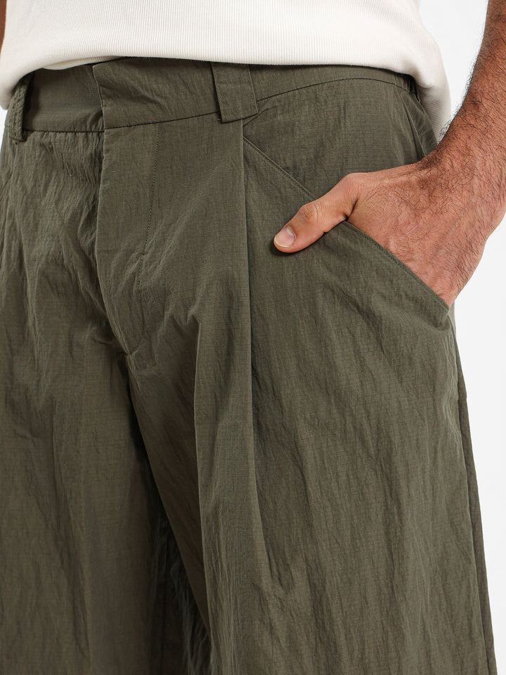 Relaxed Seersucker Nylon Shorts