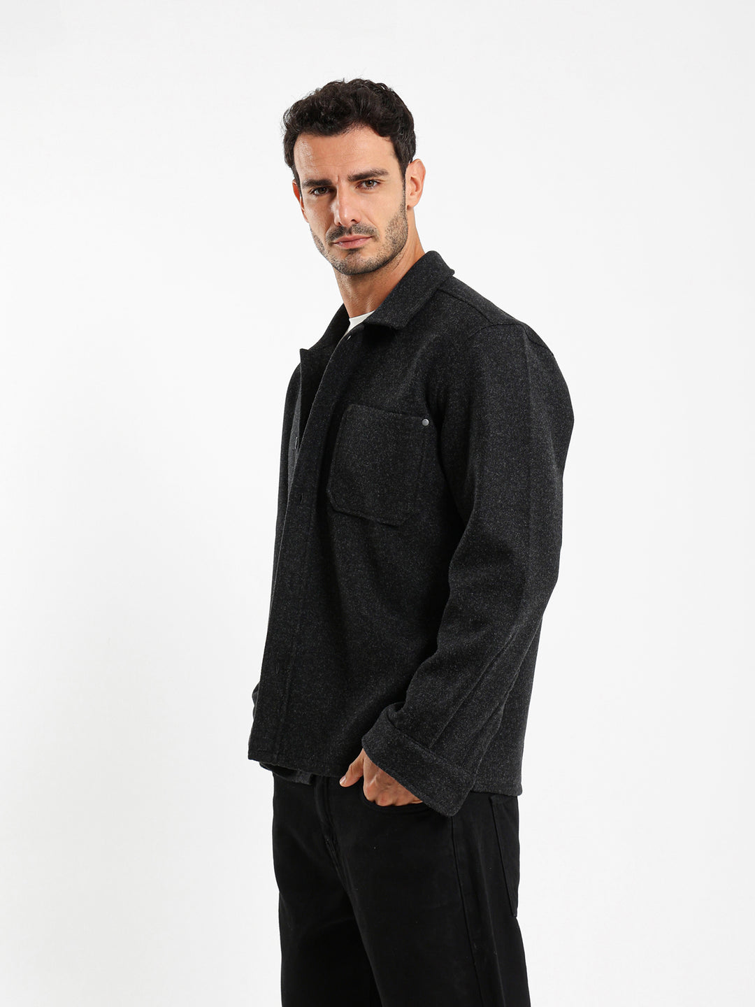 Overshirt With Side Pockets And Rivets