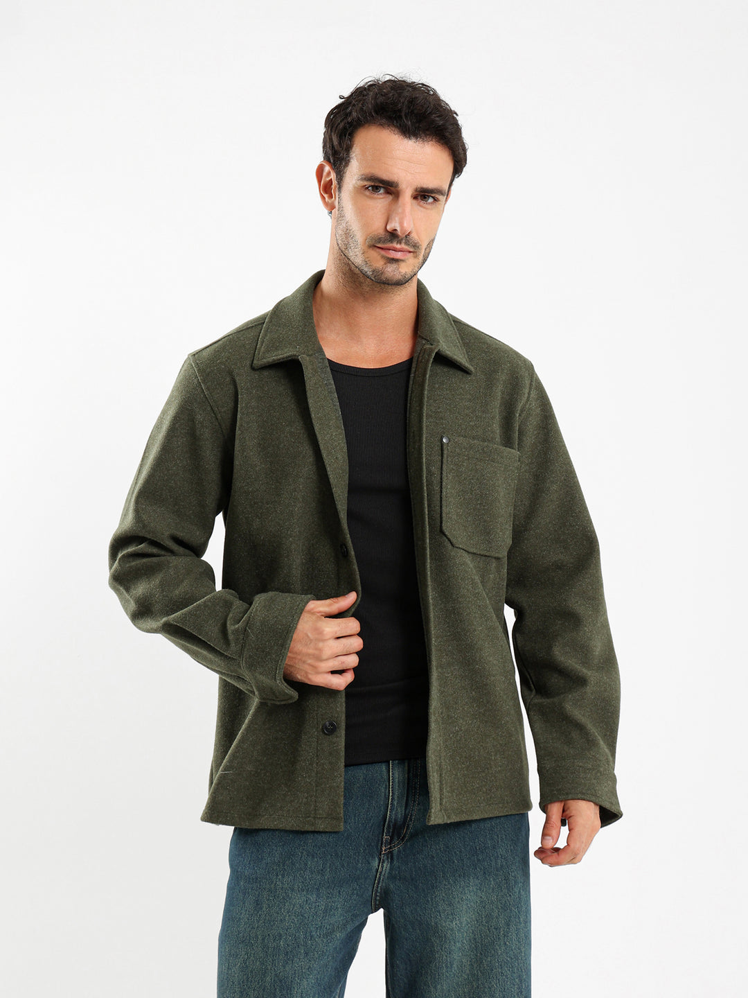 Overshirt With Side Pockets And Rivets