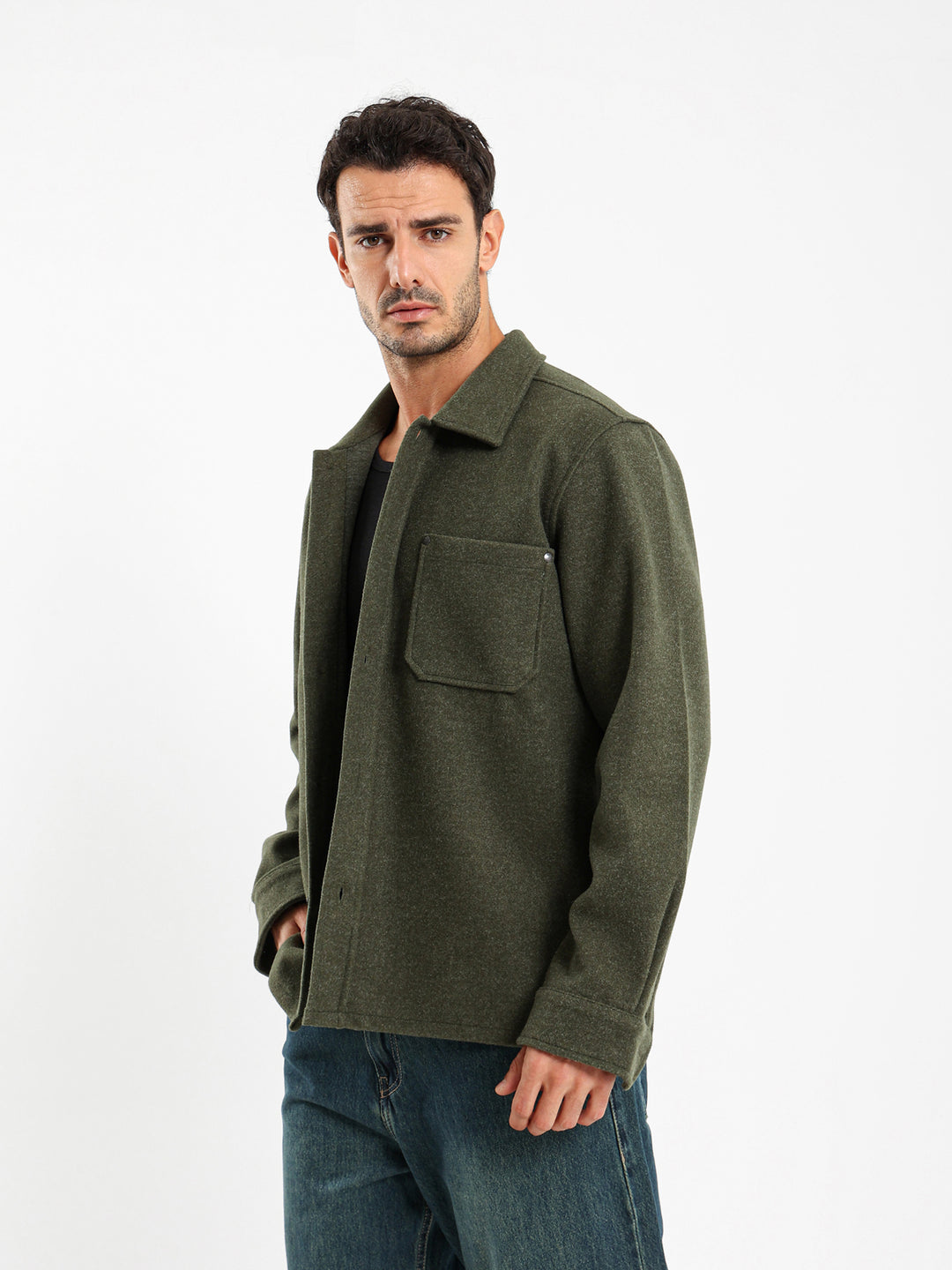 Overshirt With Side Pockets And Rivets