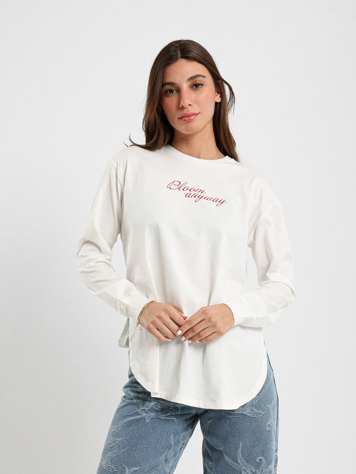 Floral Embroidered Long Sleeve T-Shirt