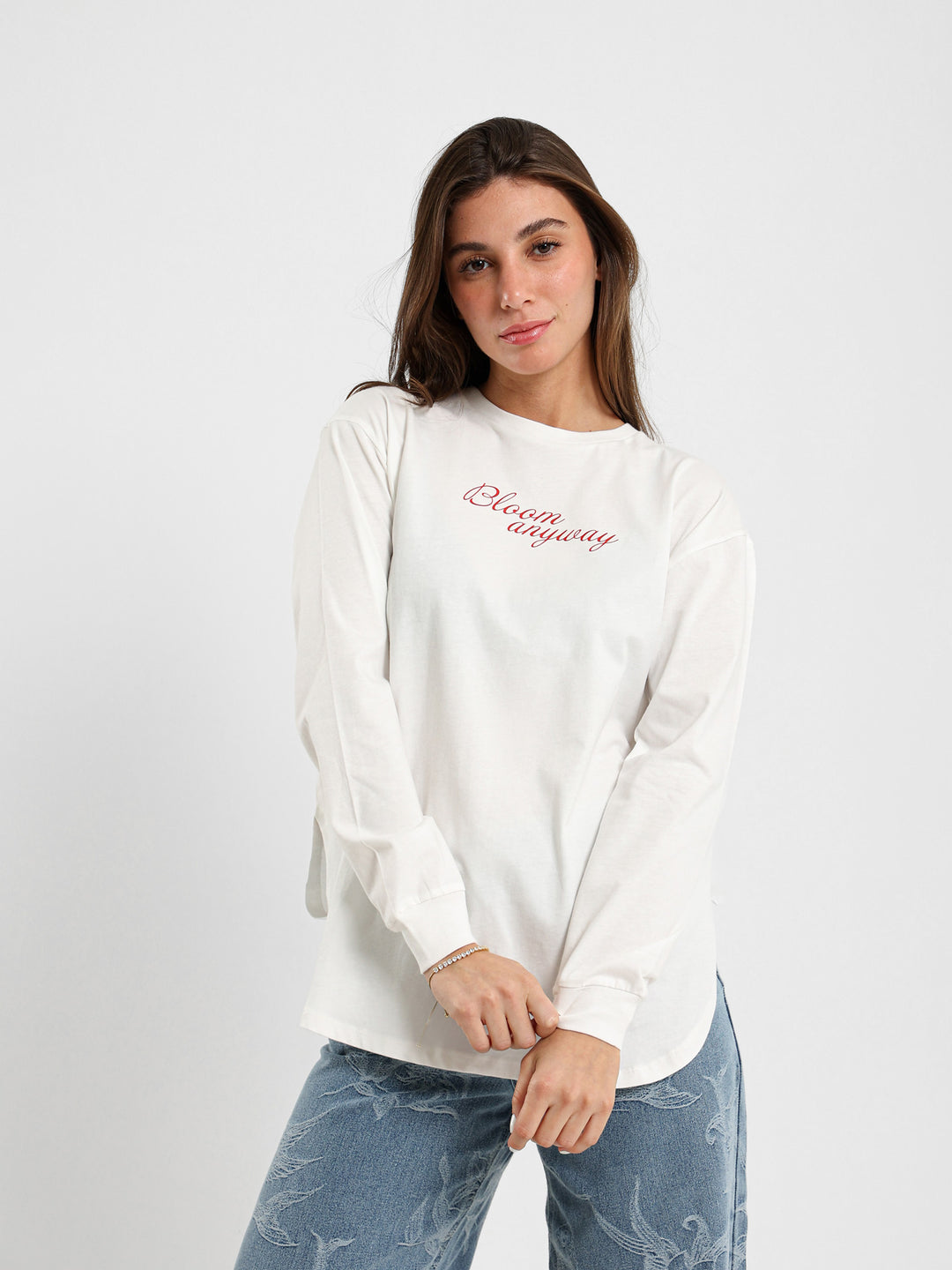Floral Embroidered Long Sleeve T-Shirt