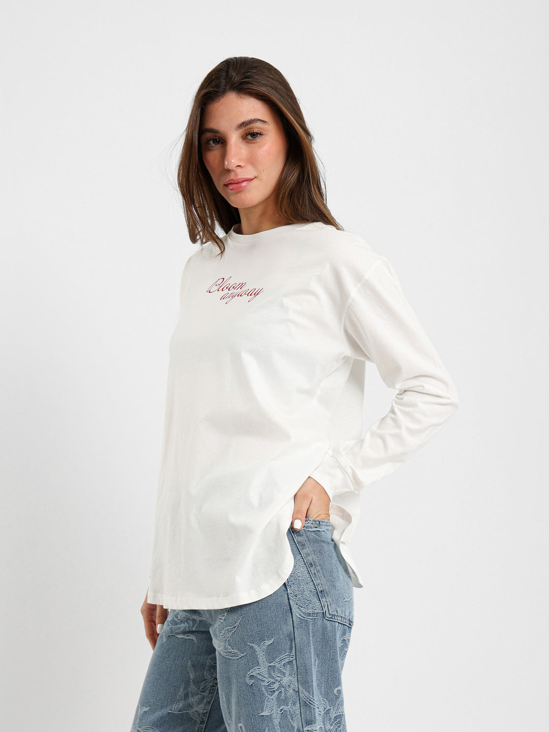 Floral Embroidered Long Sleeve T-Shirt