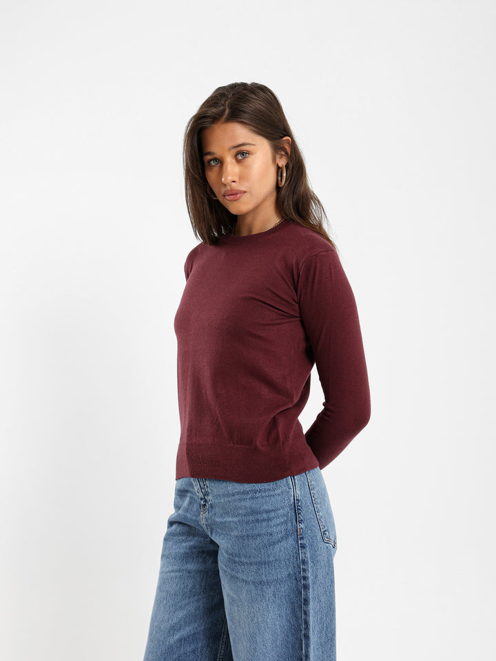 Crew Neck Pullover With Gold Buttons