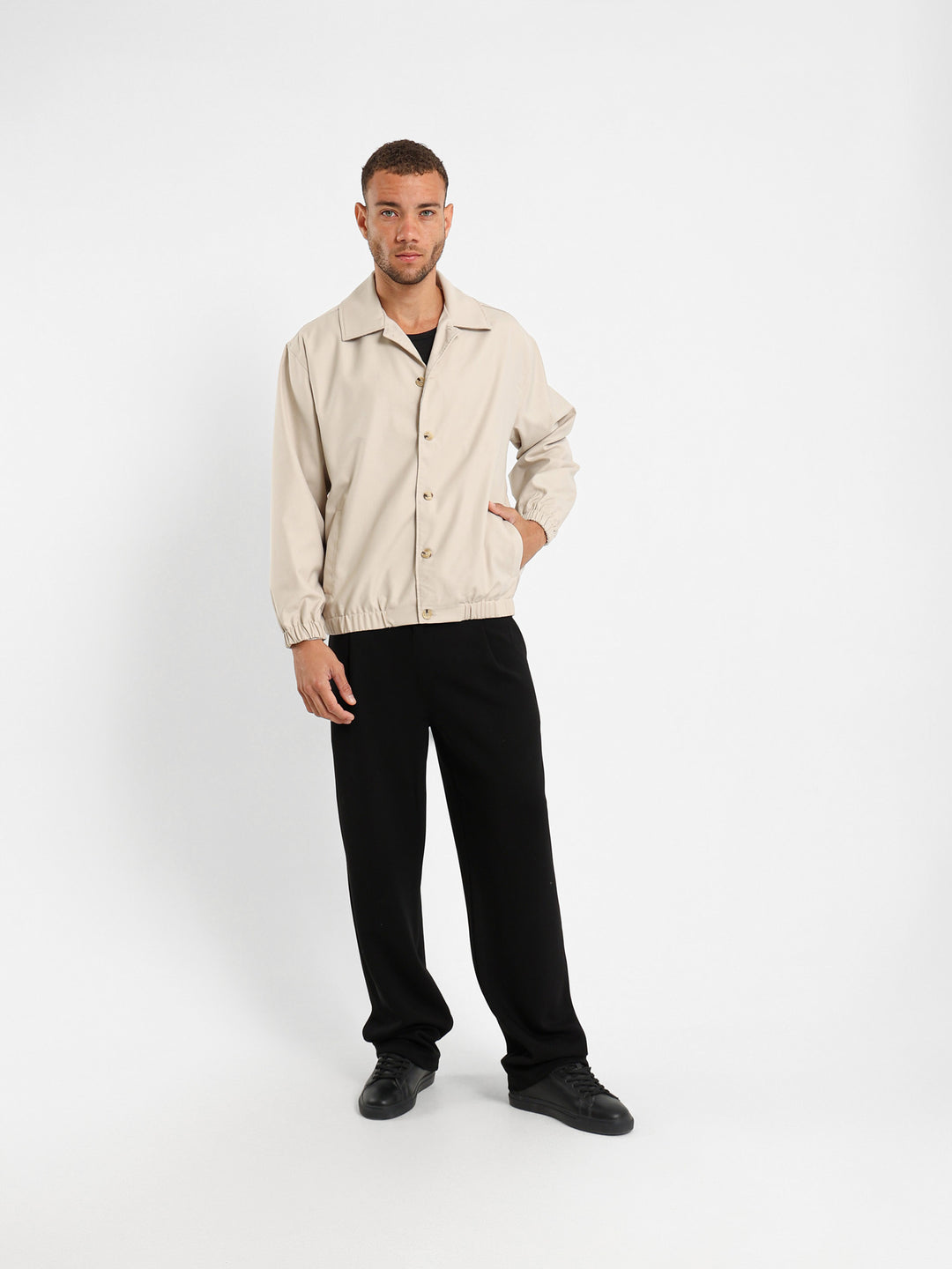 Relaxed Overshirt With Elastic Waist