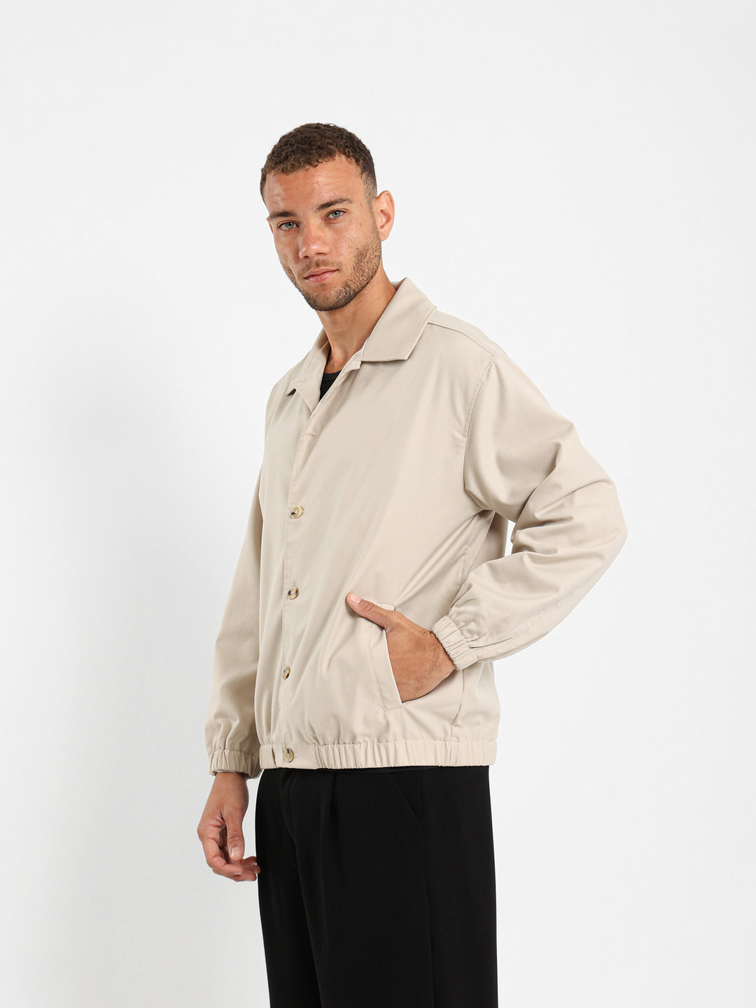 Relaxed Overshirt With Elastic Waist