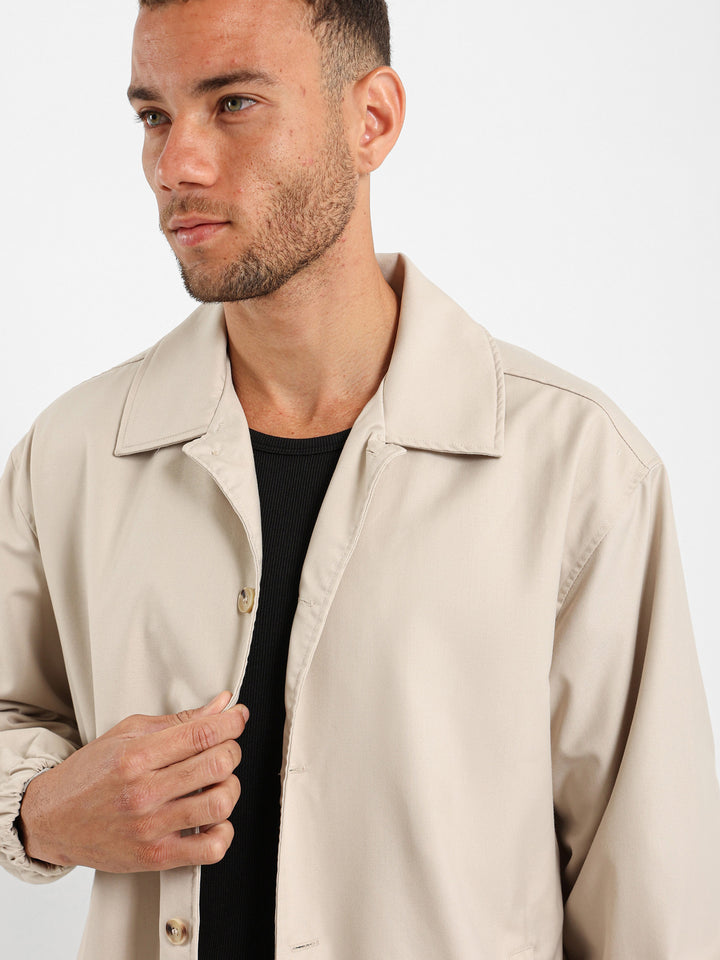 Relaxed Overshirt With Elastic Waist