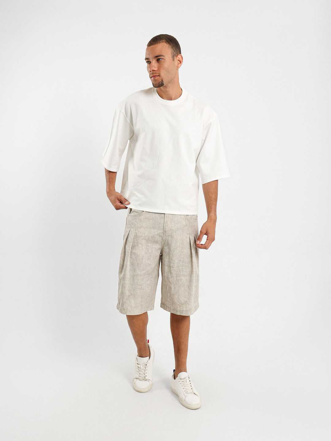 Relaxed Shoulder Embroidered T-Shirt