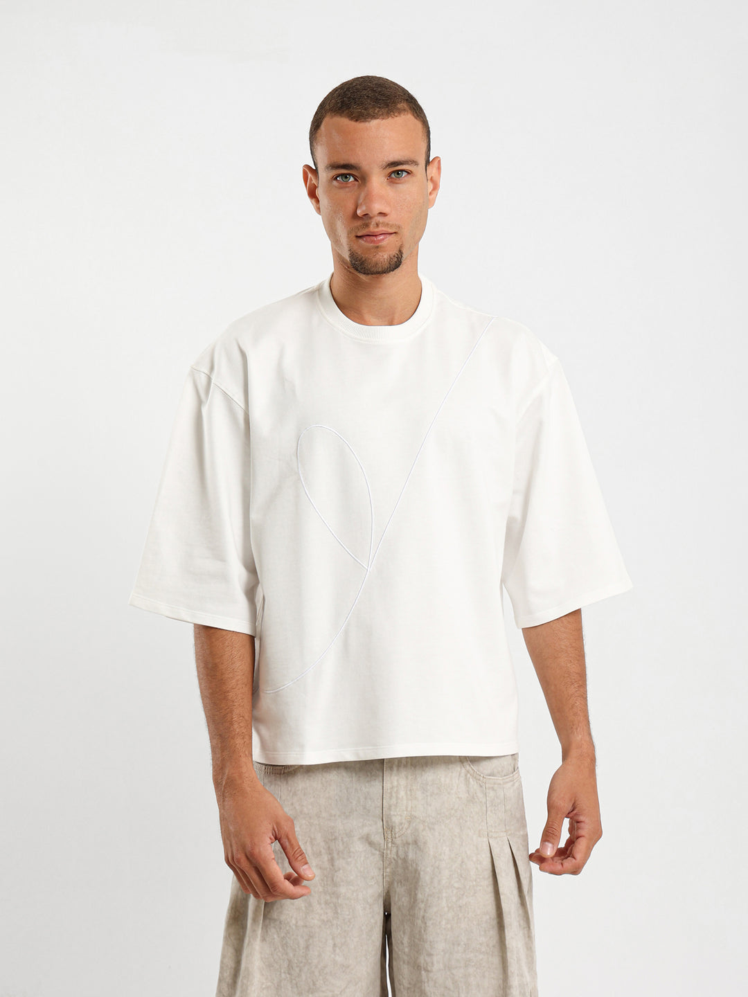 Relaxed Shoulder Embroidered T-Shirt