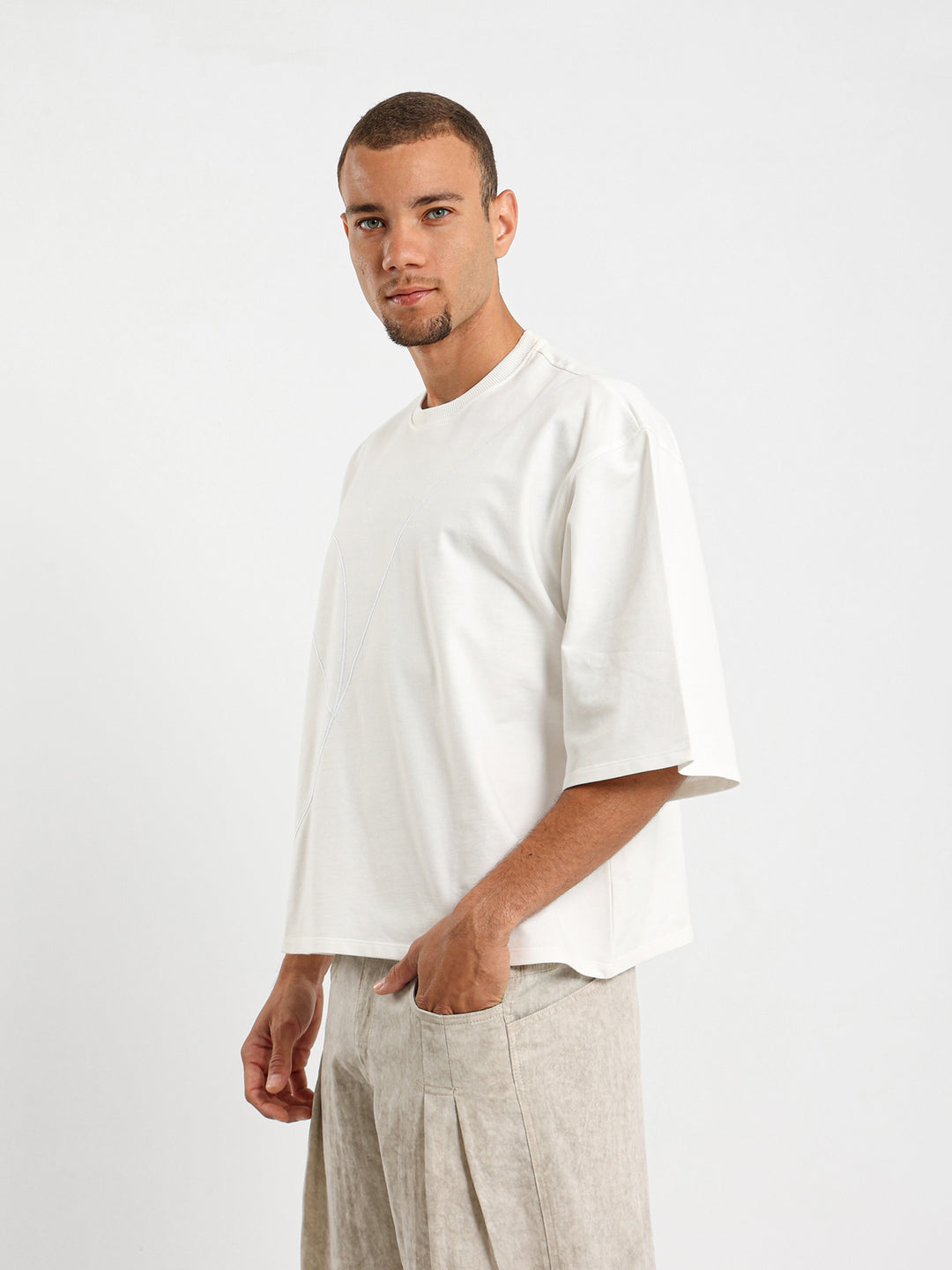 Relaxed Shoulder Embroidered T-Shirt