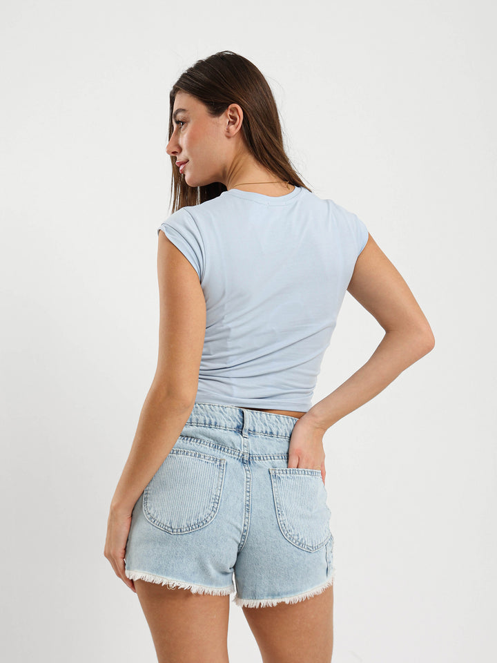 Olives In Bowl Print Tee With Side Ruching
