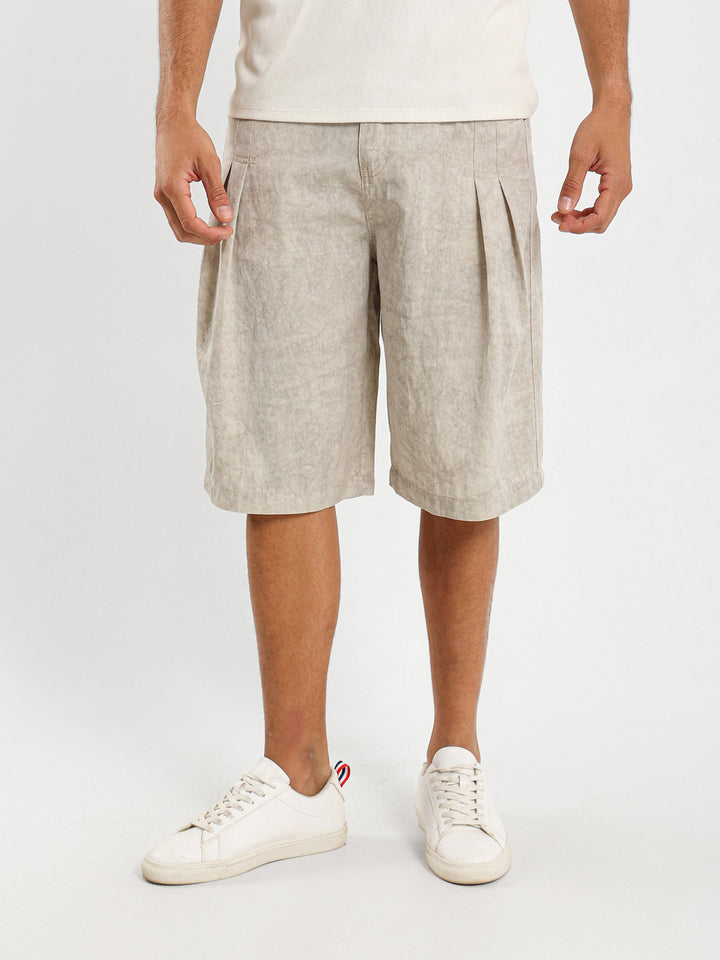 Knee-Length Pleated Shorts