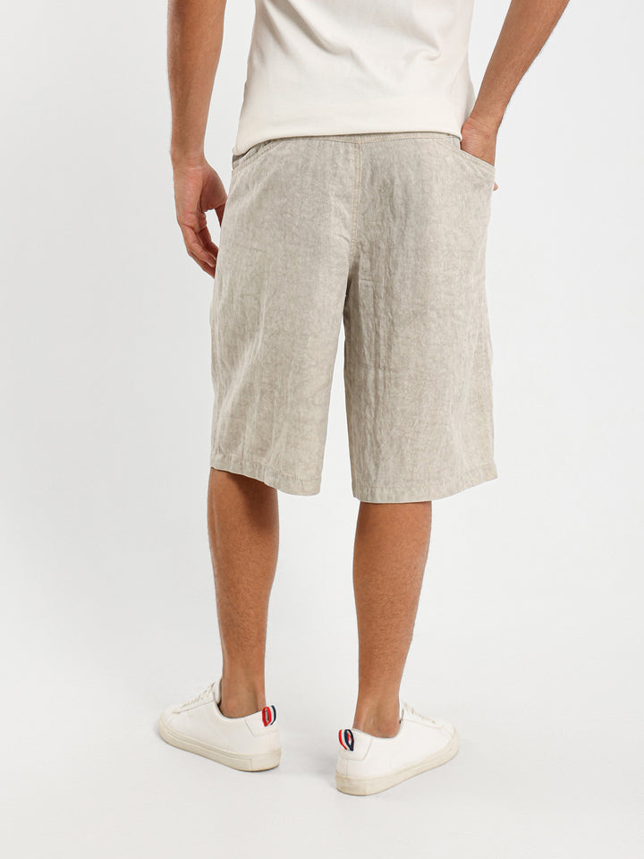 Knee-Length Pleated Shorts
