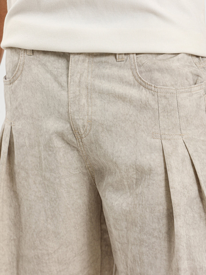 Knee-Length Pleated Shorts
