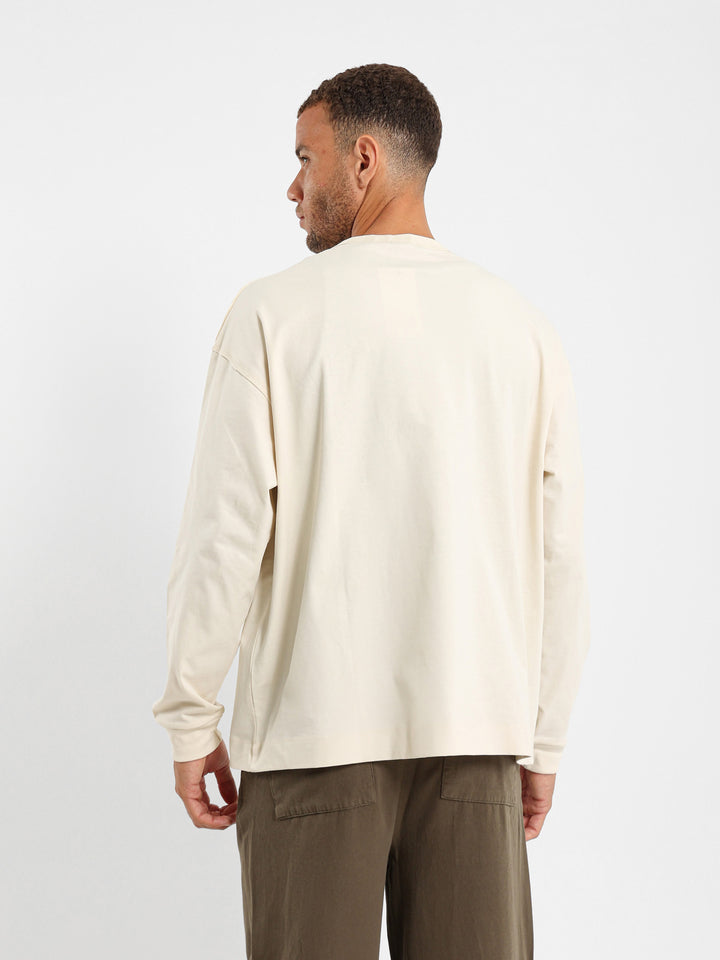 Boxy Long Sleeve T-Shirt With Raw Stitching