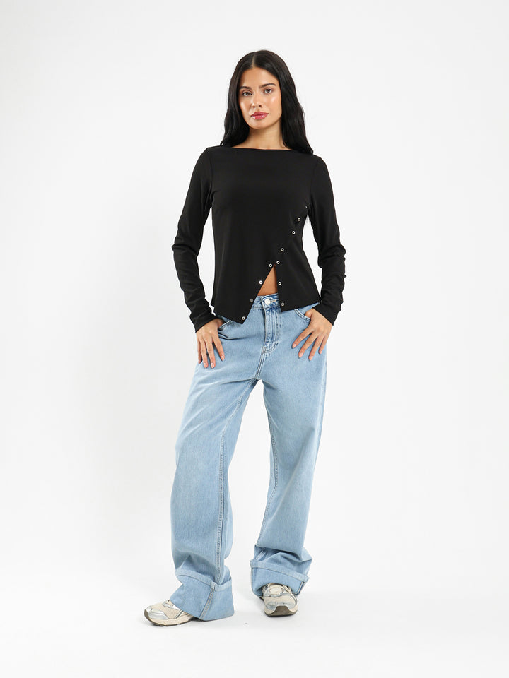 Baggy Loose Fit Rolled Up Jeans