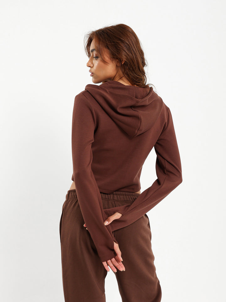 Fitted Cropped Sweatshirt with Two Side Zippers