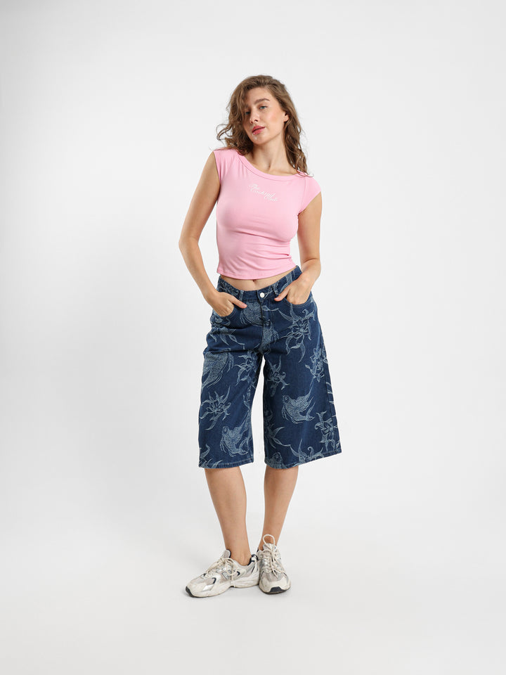 Floral Denim Shorts