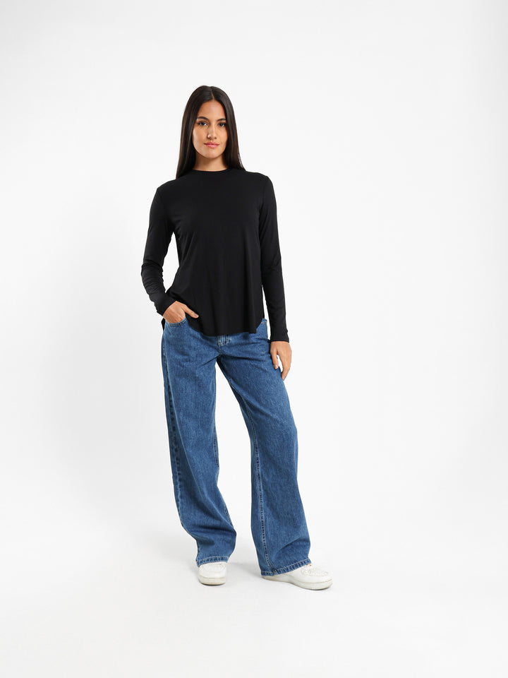 Long Sleeve Top With Hi-Low Hem