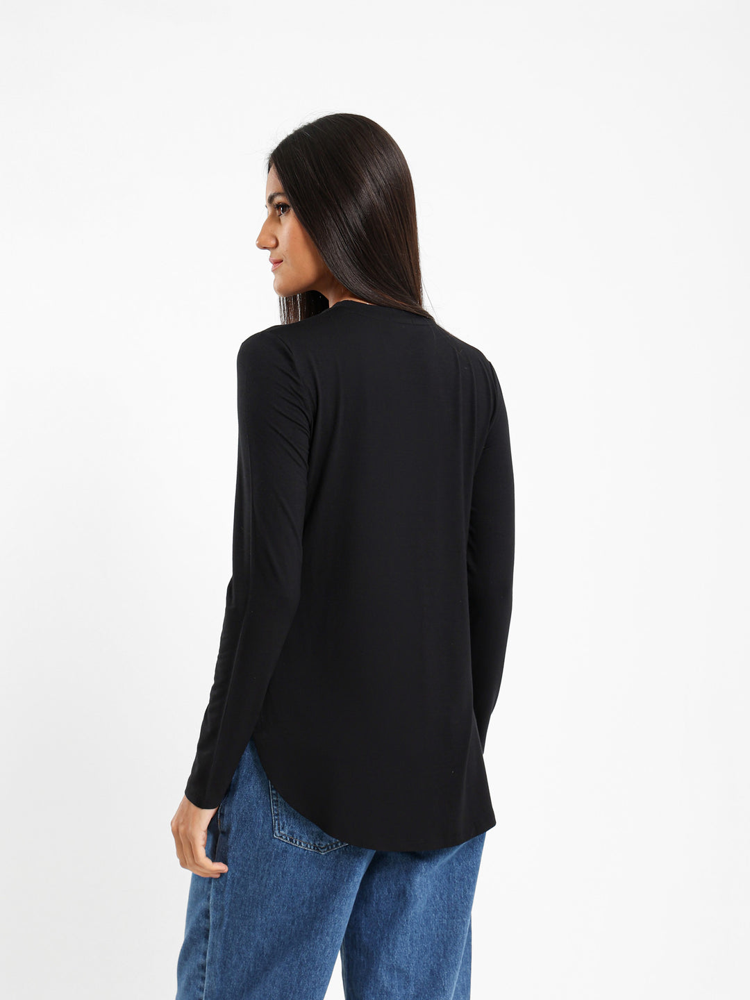Long Sleeve Top With Hi-Low Hem