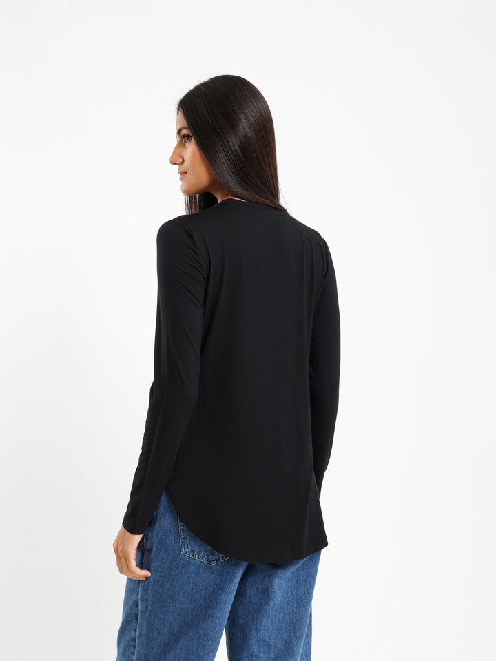 Long Sleeve Top With Hi-Low Hem