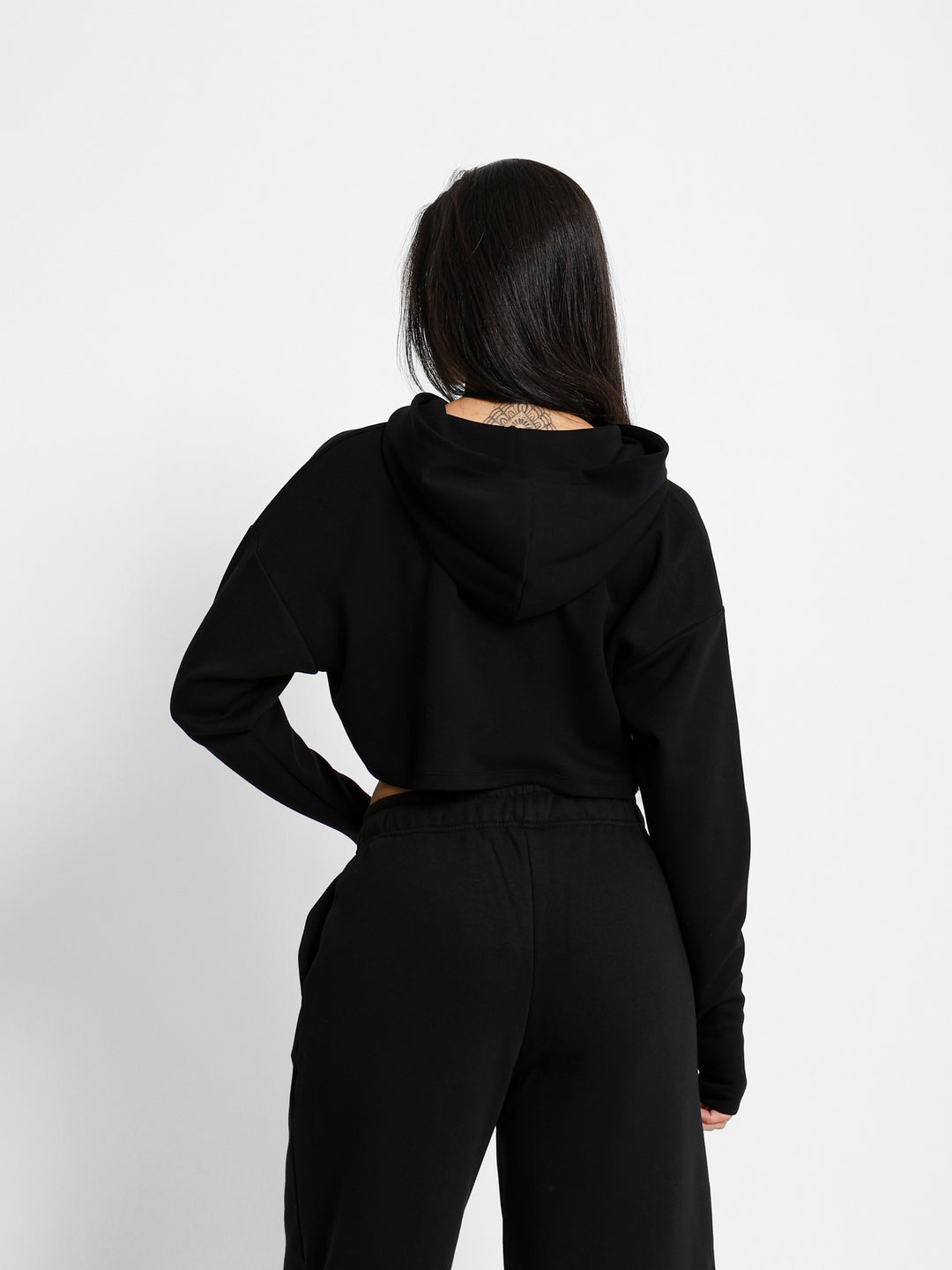Printed Cropped Zip-Up Hoodie