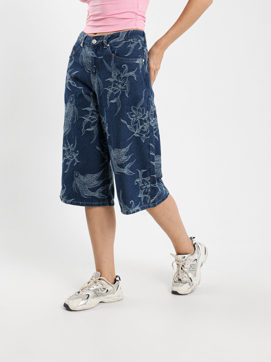 Floral Denim Shorts