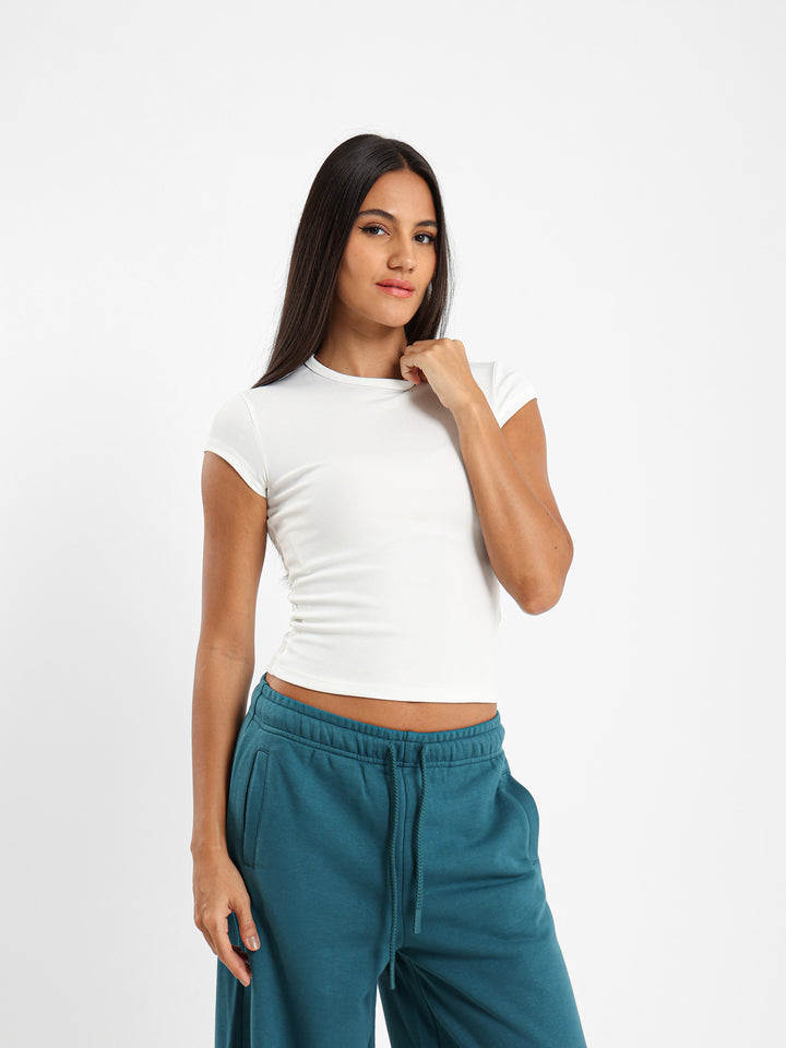 Ribbed Short Sleeve Fitted Tee