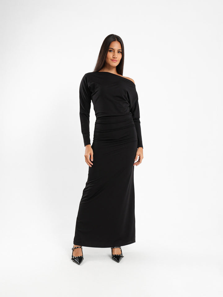 One Shoulder Fitted Maxi Dress
