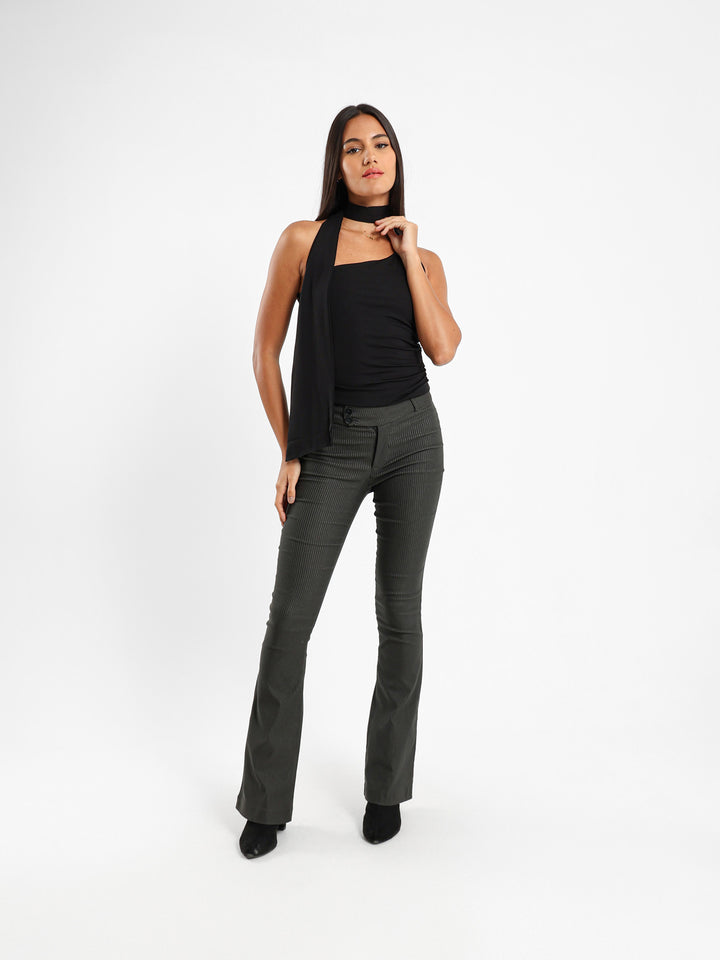 Striped Low Rise Bootcut Pants