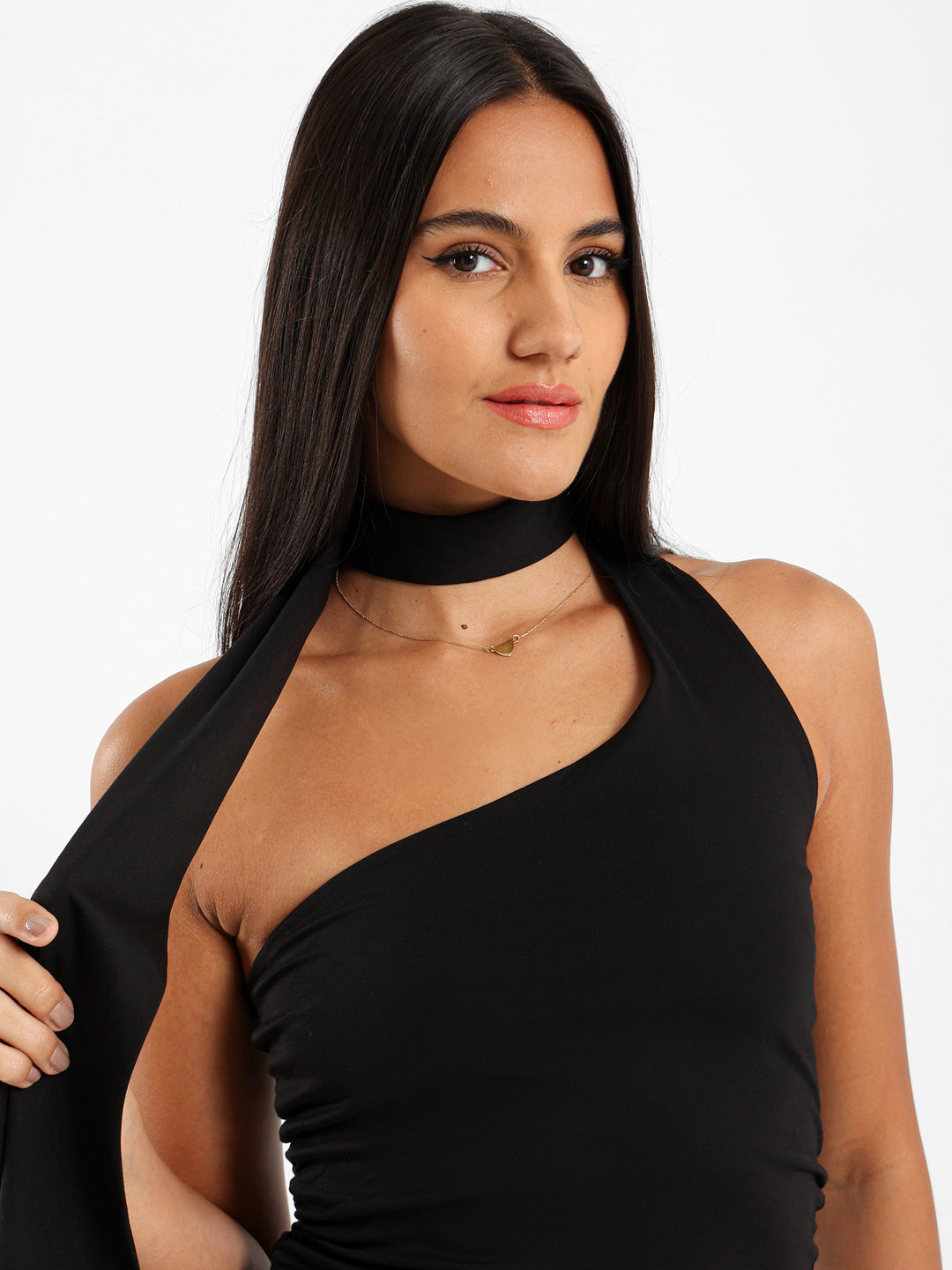 One Shoulder Tie Neck Top