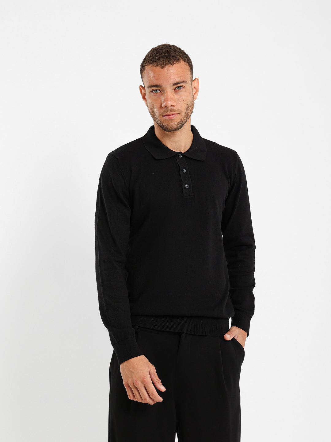Basic Tricot Long Sleeve Polo