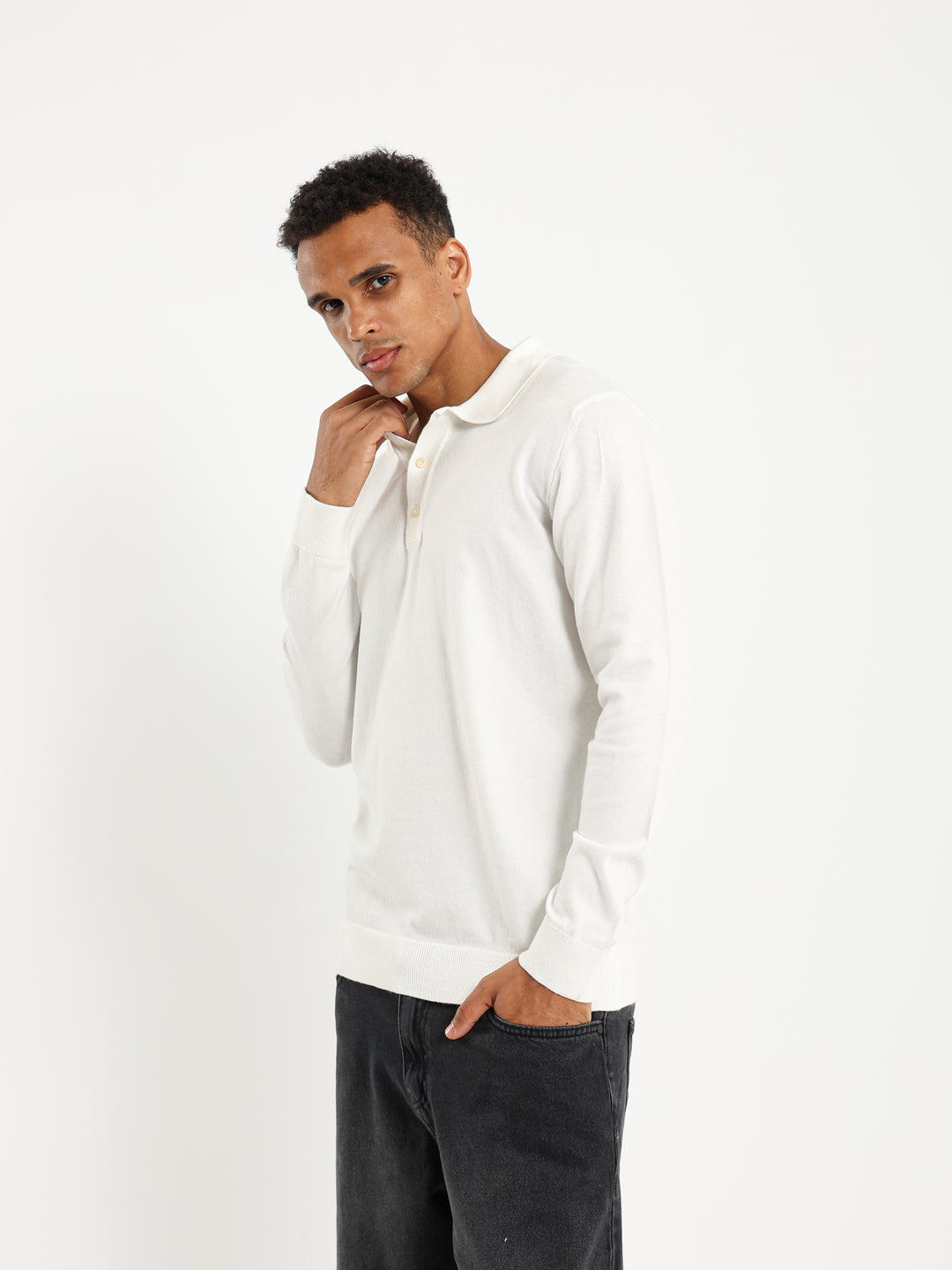 Basic Tricot Long Sleeve Polo
