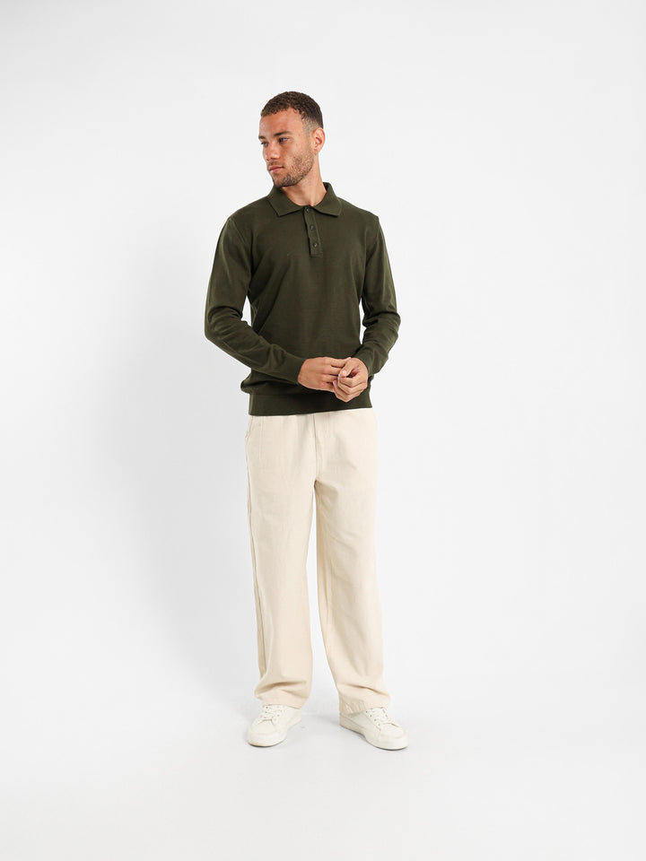 Basic Tricot Long Sleeve Polo