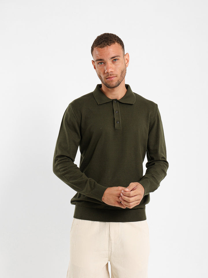 Basic Tricot Long Sleeve Polo