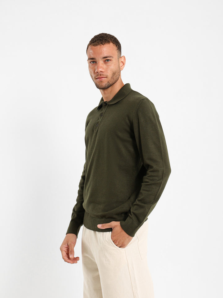 Basic Tricot Long Sleeve Polo