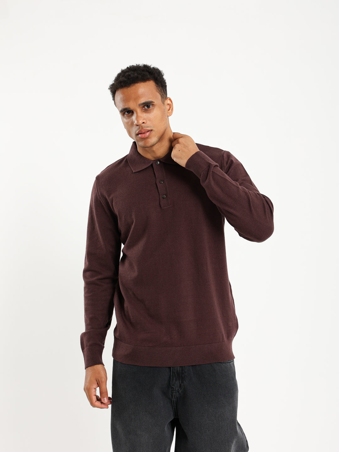 Basic Tricot Long Sleeve Polo