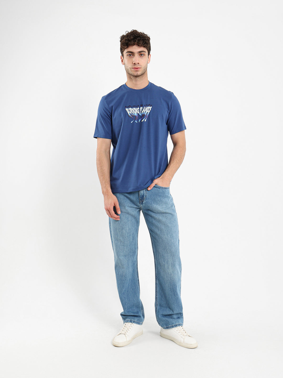 Burning Flames Print T-Shirt